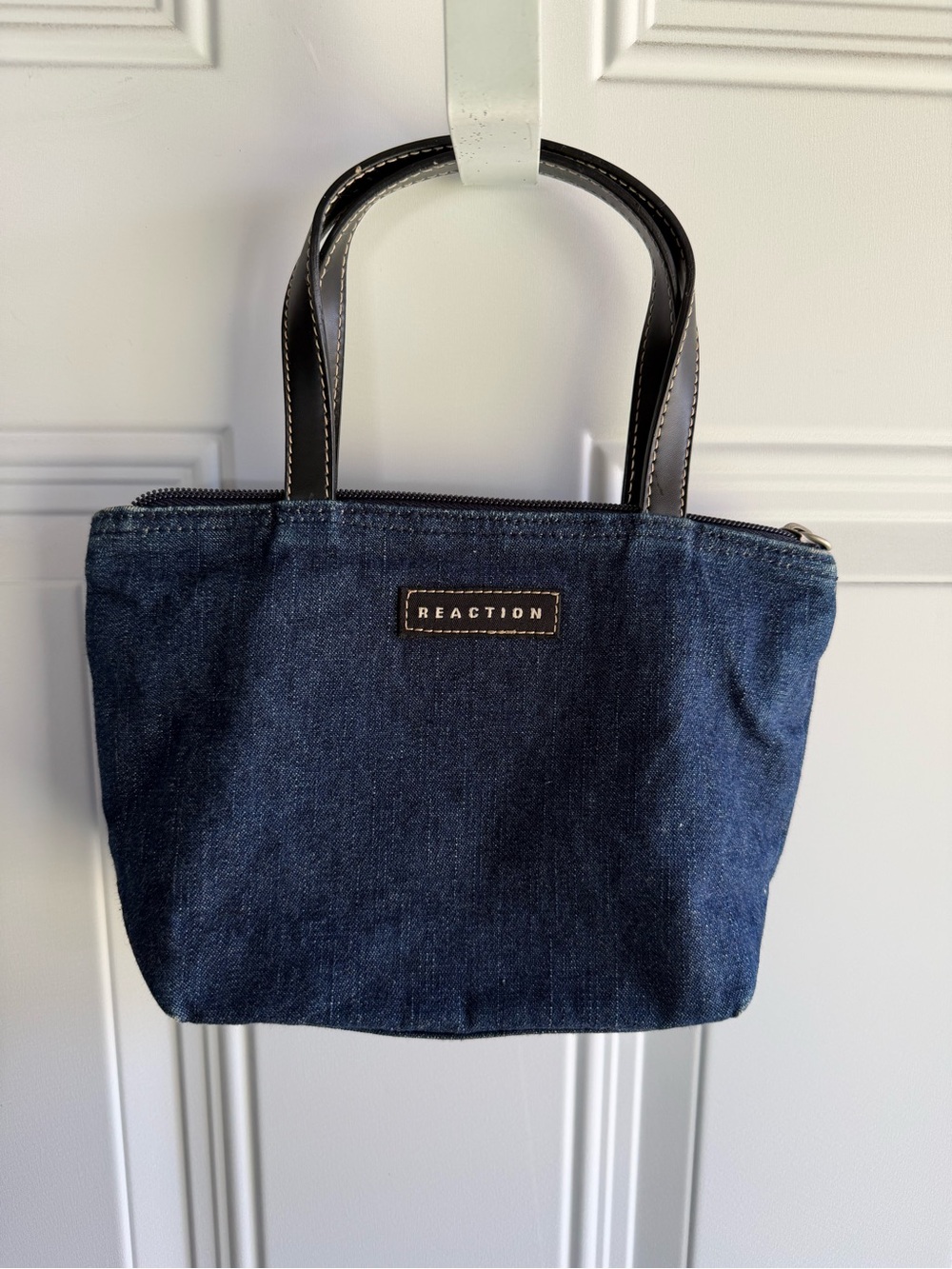 Kenneth Cole Reaction Mini Denim Tote in Dark Blue with Black Handles